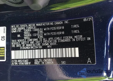 2021 Lexus Rx 350 из США, поврежденный, VIN 2T2HZMDA1MC294180